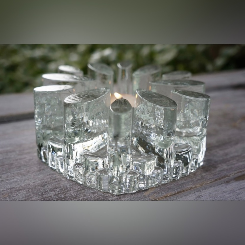 Vintage West German Glass tea light‎ holder trivet